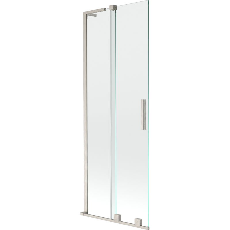 Mexen Velar L Badewannenabtrennung 2-flügelig verschiebbar 75 x 150 cm, transparent, gebürstetes Nickel - 896-075-003-01-97