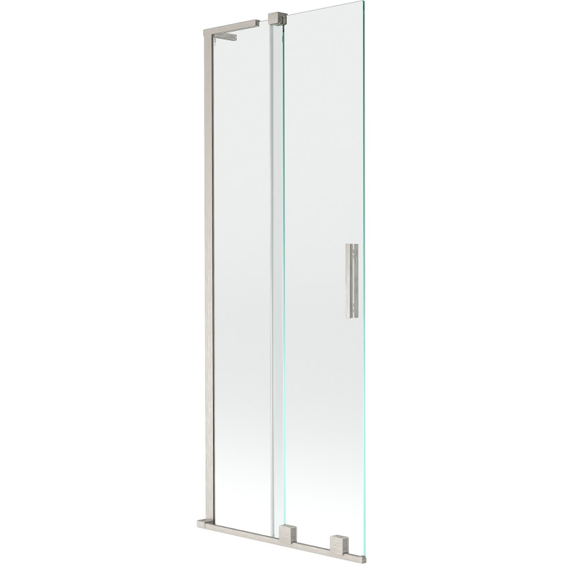 Mexen Velar L Klizni paravan za kadu s dvokrilnim kliznim vratima 75 x 150 cm, prozirni, brušeni nikal - 896-075-003-01-97