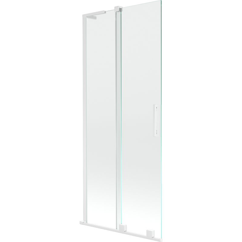 Mexen Velar L badwand paneel 2-delig schuifbaar 80 x 150 cm, transparant, wit - 896-080-003-01-20
