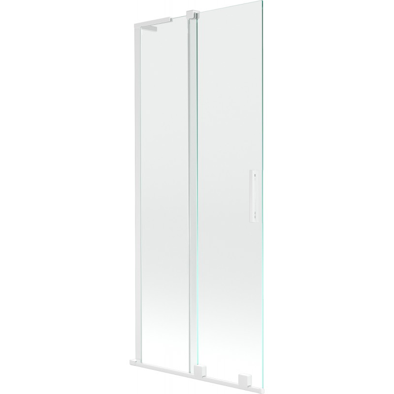 Mexen Velar L parawan nawannowy 2-skrzydłowy rozsuwany 80 x 150 cm, transparent, biały - 896-080-003-01-20