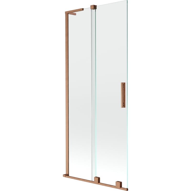 Mexen Velar L divisória de banho deslizante de 2 painéis 80 x 150 cm, transparente, cobre escovado - 896-080-003-01-65