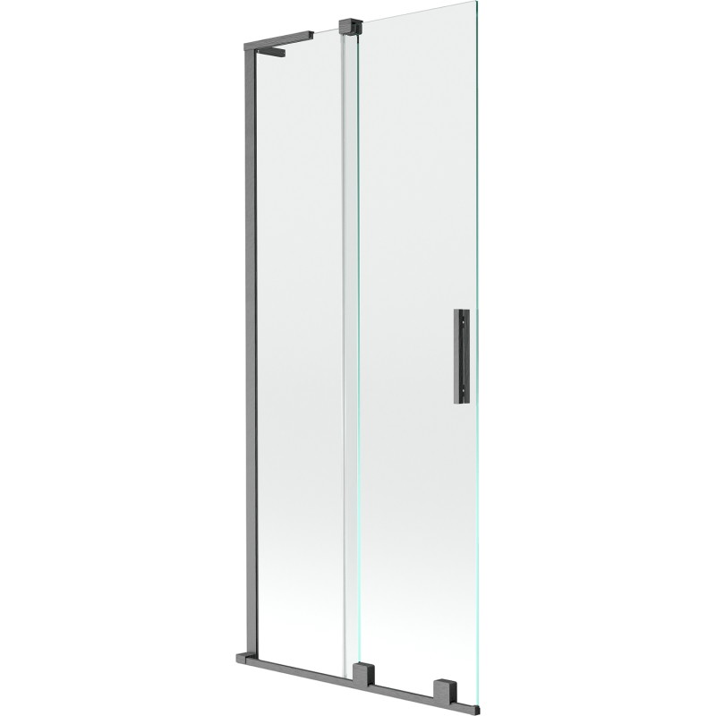 Mexen Velar L 2-delige verschuifbare badwand 80 x 150 cm, transparant, geborsteld geweergrijs - 896-080-003-01-66