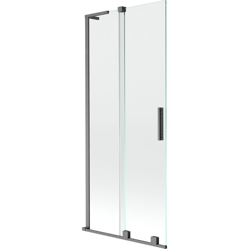 Mexen Velar L Badewannenfaltwand 2-flügelig, 80 x 150 cm, transparent, gebürstet in Gun Gray - 896-080-003-01-66