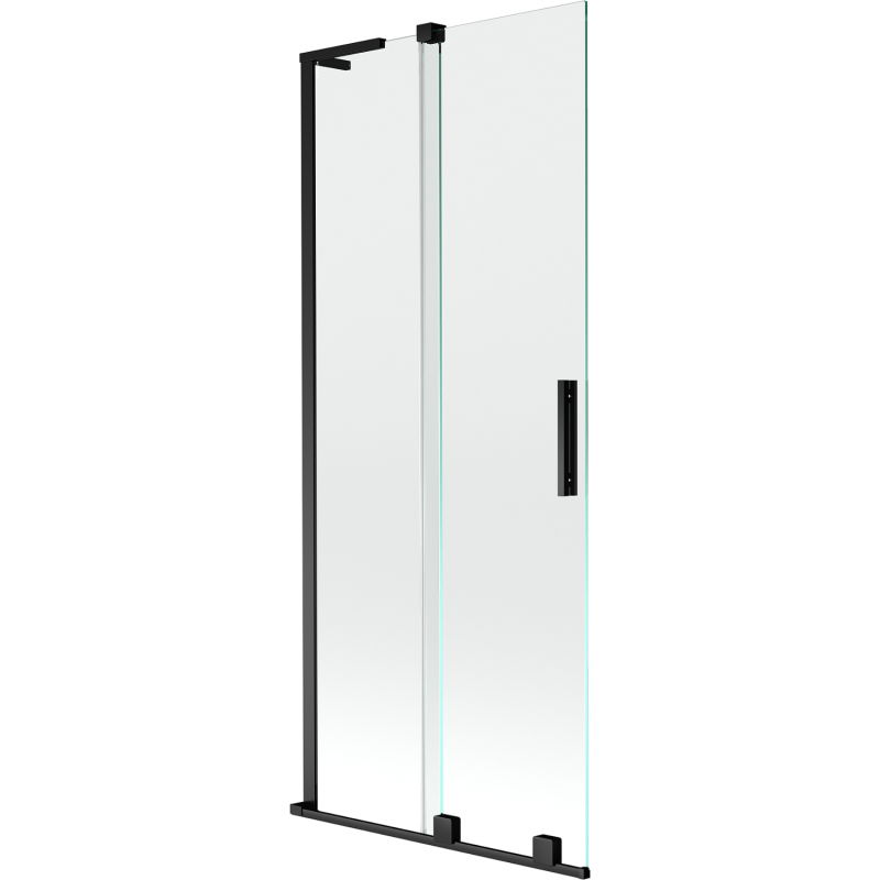 Mexen Velar L mampara de bañera corredera de 2 hojas 80 x 150 cm, transparente, negro - 896-080-003-01-70