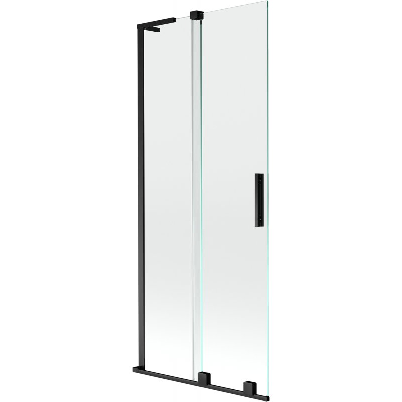 Mexen Velar L 2-krilna raztegljiva kopalniška pregrada 85 x 150 cm, prozorna, črna - 896-085-003-01-70