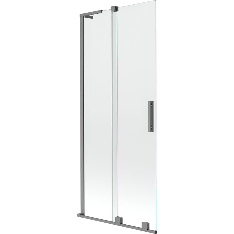 Mexen Velar L Badewannenfaltwand, 2-teilig, schiebbar, 85 x 150 cm, transparent, Gun Metal - 896-085-003-01-95