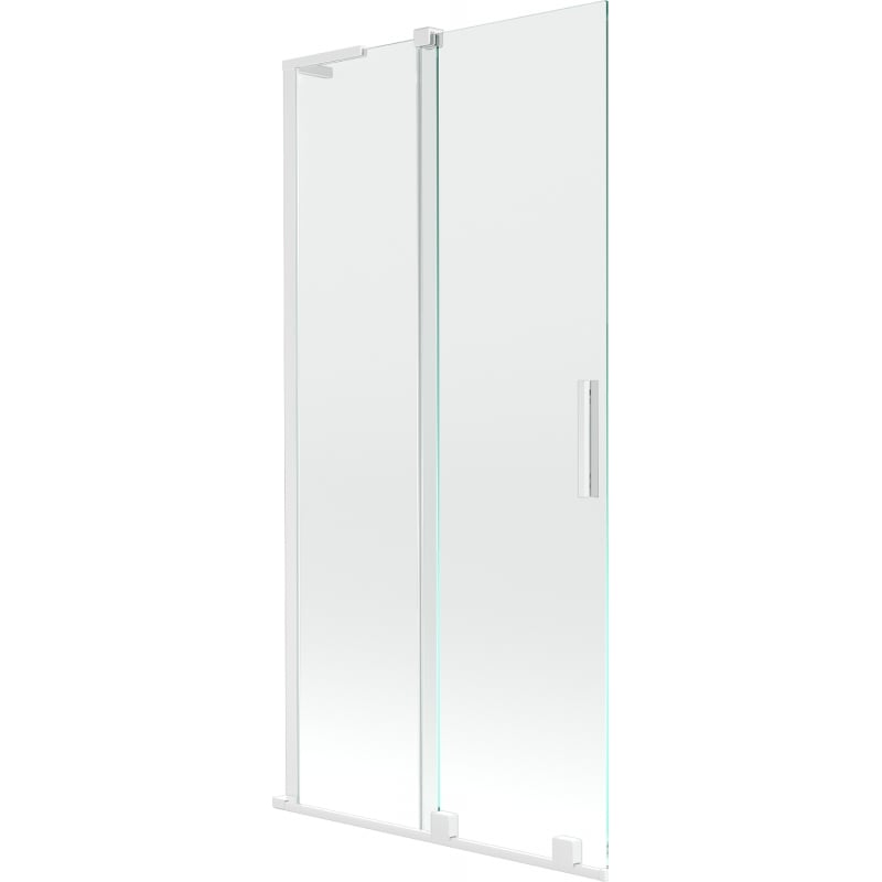 Mexen Velar L mampara de bañera de 2 paneles correderos 90 x 150 cm, transparente, blanco - 896-090-003-01-20