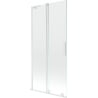 Mexen Velar L mampara de bañera de 2 paneles correderos 90 x 150 cm, transparente, blanco - 896-090-003-01-20