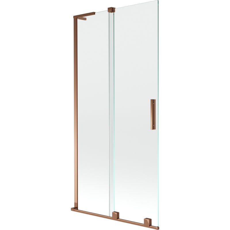 Mexen Velar L Badewannenabtrennung 2-flügelig, 90 x 150 cm, transparent, Roségold - 896-090-003-01-60