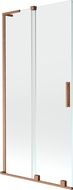 Mexen Velar L Badewannenwand 2-flügelig verschiebbar 90 x 150 cm, transparent, gebürstetes Kupfer - 896-090-003-01-65