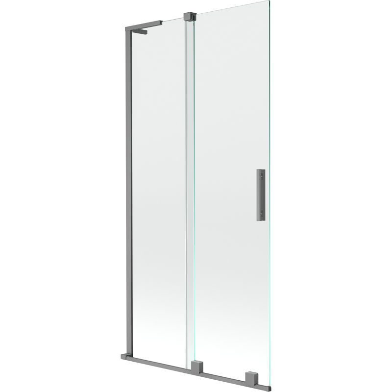 Mexen Velar L badwand spatscherm 2-delig verschuifbaar 90 x 150 cm, transparant, gun metal - 896-090-003-01-95