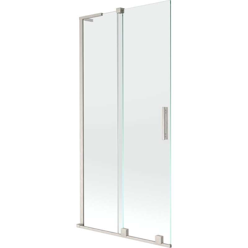 Mexen Velar L divisória de banho de 2 painéis deslizantes 90 x 150 cm, transparente, níquel escovado - 896-090-003-01-97