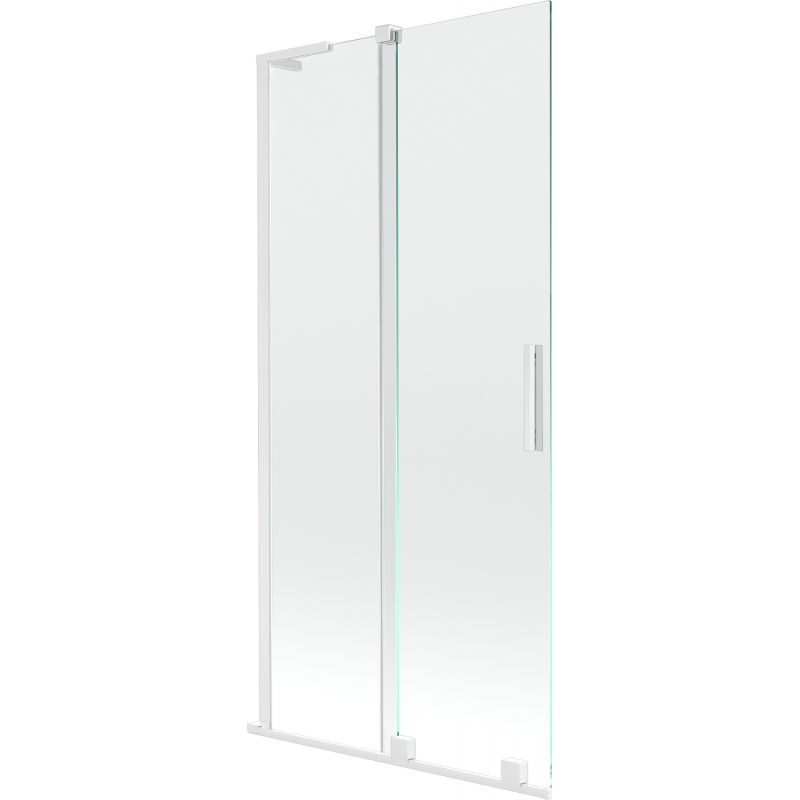 Mexen Velar L Badewannenfaltwand 2-flügelig verschiebbar 95 x 150 cm, transparent, weiß - 896-095-003-01-20