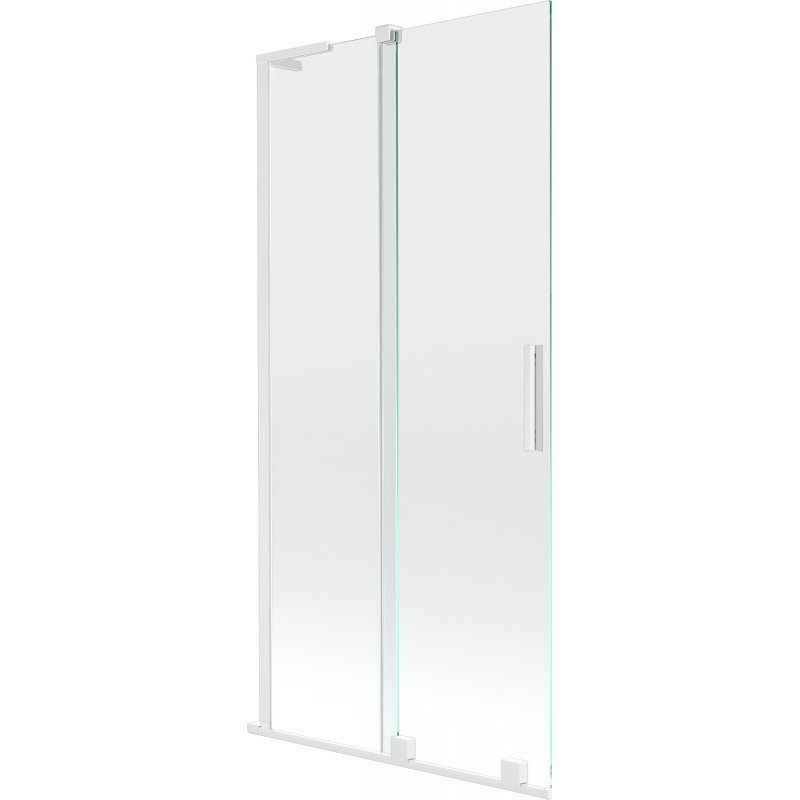 Mexen Velar L drsna kopalna vrata z dvema krili, 95 x 150 cm, prozorna, bela - 896-095-003-01-20