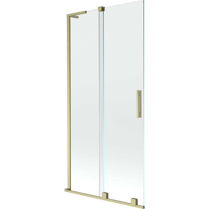 Mexen Velar L Badewannenabtrennung, 2-flügelig, verschiebbar, 95 x 150 cm, transparent, gebürstet gold - 896-095-003-01-55