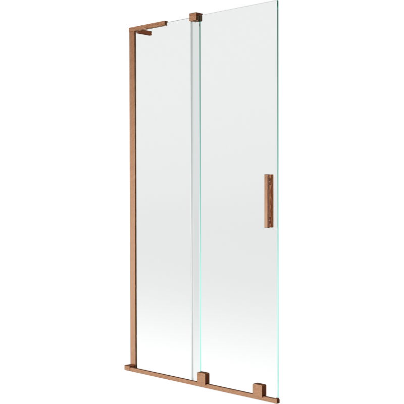 Mexen Velar L badscherm 2-vleugelig schuifbaar 95 x 150 cm, transparant, geborsteld koper - 896-095-003-01-65