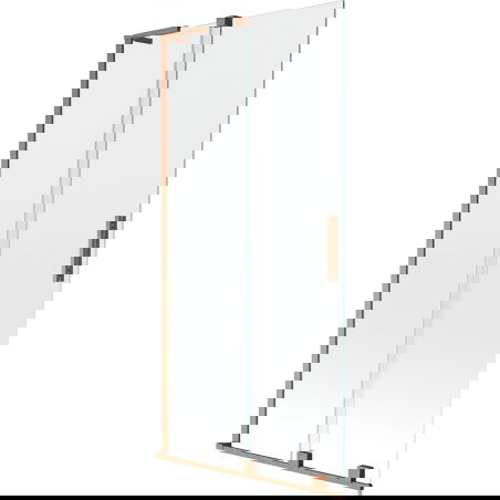Mexen Velar L badscherm 2-vleugelig schuifbaar 95 x 150 cm, transparant, geborsteld koper - 896-095-003-01-65