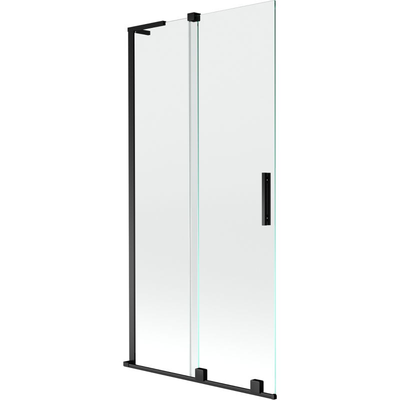 Mexen Velar L zwee-deelige, ugeschwenkte Duschwand 95 x 150 cm, transparent, schwaarz - 896-095-003-01-70