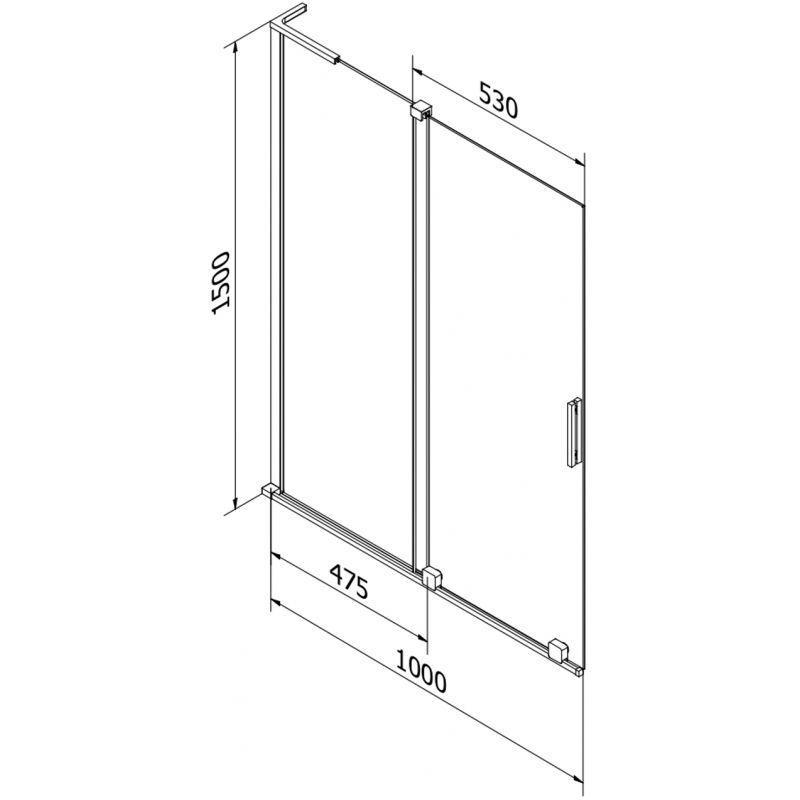 Mexen Velar L badwand 2-delige schuifbare 100 x 150 cm, transparant, chroom - 896-100-003-01-01