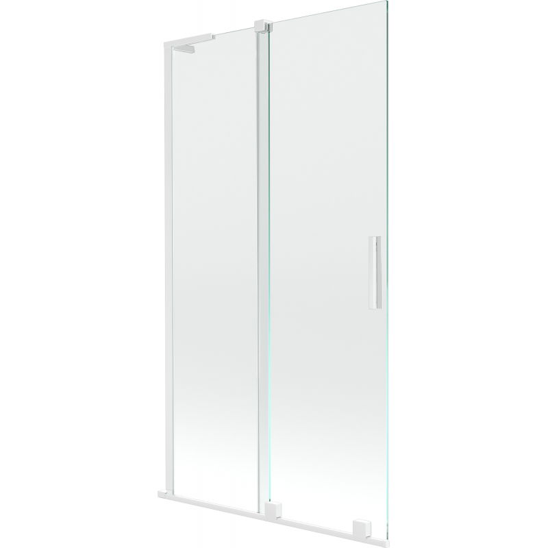Mexen Velar L badwand tweedelig schuifbaar 100 x 150 cm, transparant, wit - 896-100-003-01-20