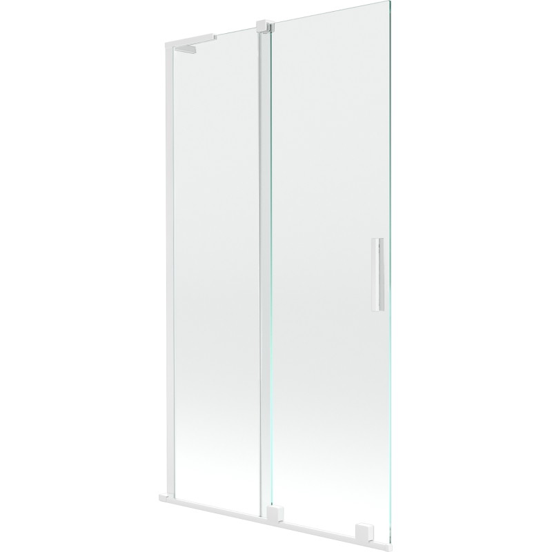 Mexen Velar L vannitoasirm 2-osaline, liigutatav 100 x 150 cm, läbipaistev, valge - 896-100-003-01-20