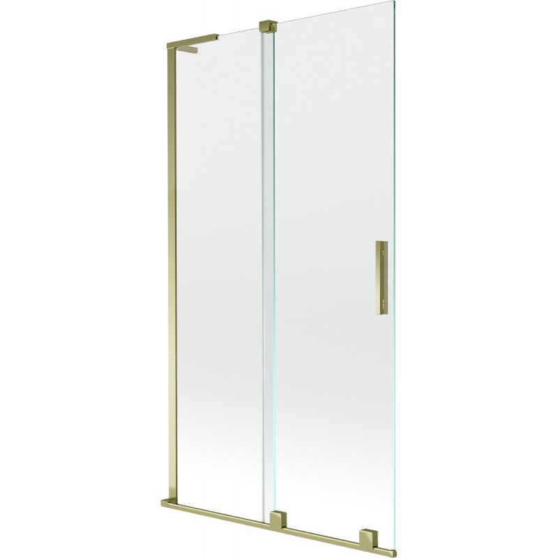 Mexen Velar L badwand scherm 2-delig schuifbaar 100 x 150 cm, transparant, goud - 896-100-003-01-50