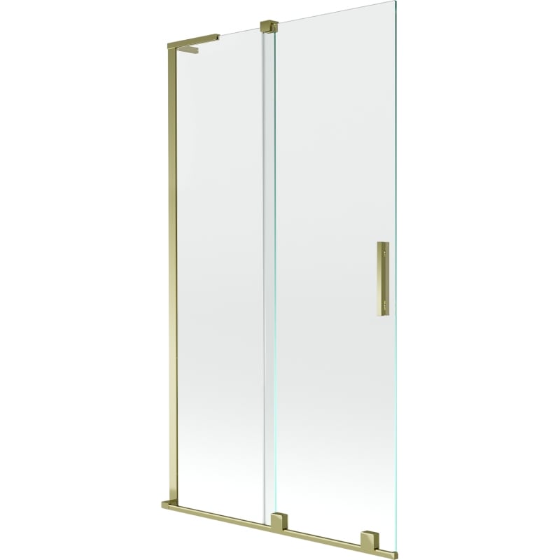 Mexen Velar L parapeito de banho de 2 painéis deslizantes 100 x 150 cm, transparente, dourado - 896-100-003-01-50