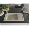 Mexen Elias 1-kommer granieten gootsteen met afdruipplaat en keukenmengkraan Flora, beige - 6511-69-670401-09