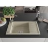 Mexen Elias granitische gootsteen met 1 kom, afdruiprek en keukenkraan Flora, beige - 6511-69-670401-09