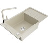 Mexen Elias einbechiger Granitspüle mit Abtropffläche und Küchenarmatur Flora, beige - 6511-69-670401-09