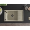 Mexen Elias Granitspüle 1-Becken mit Abtropffläche und Küchenarmatur Flora, beige - 6511-69-670401-57-B