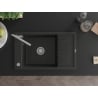 Mexen Elias granīta izlietne ar vienu kameru, ar notecētavu un Flora virtuves jaucējkrānu, melna/sudraba metalīka