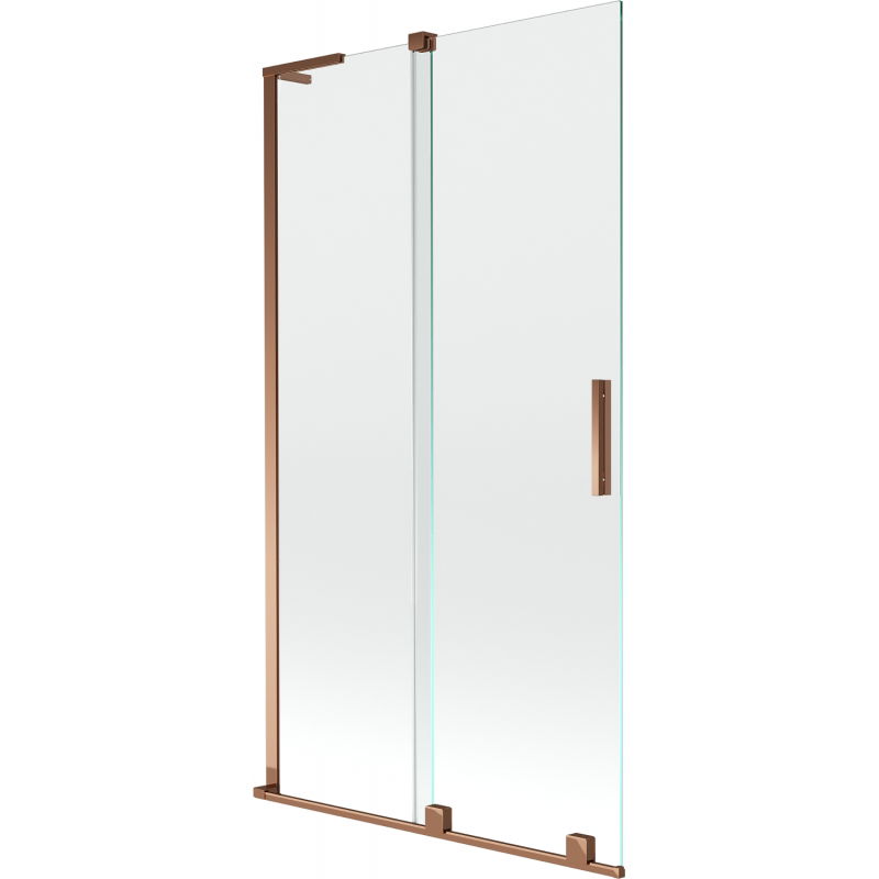 Mexen Velar L Sliding Bathtub Screen 2-Panel 100 x 150 cm, Transparent, Rose Gold - 896-100-003-01-60