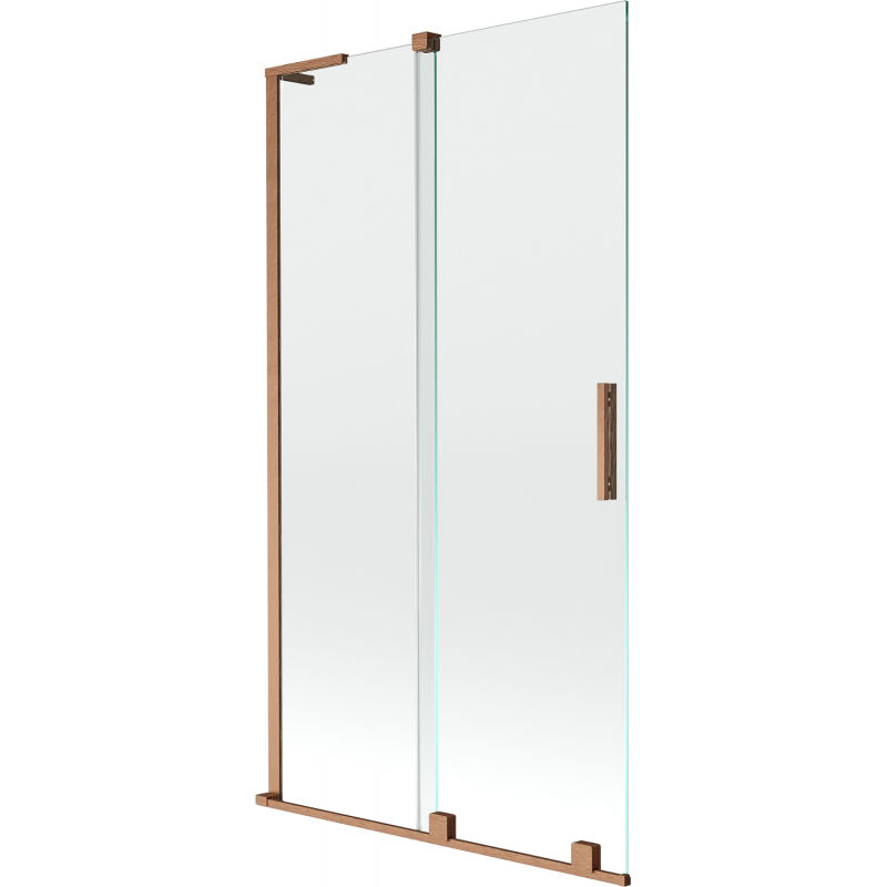 Mexen Velar L Badewannenabtrennung 2-teilig verschiebbar 100 x 150 cm, transparent, gebürstetes Kupfer - 896-100-003-01-65