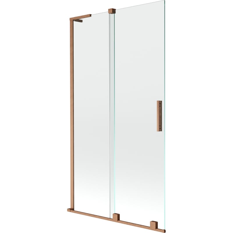 Mexen Velar L painel de banheira de 2 folhas deslizante 100 x 150 cm, transparente, cobre escovado - 896-100-003-01-65