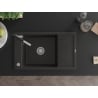Mexen Elias fregadero de granito de 1 seno con escurridor y grifo de cocina Flora, negro/dorado metálico - 6511-75-670401-07