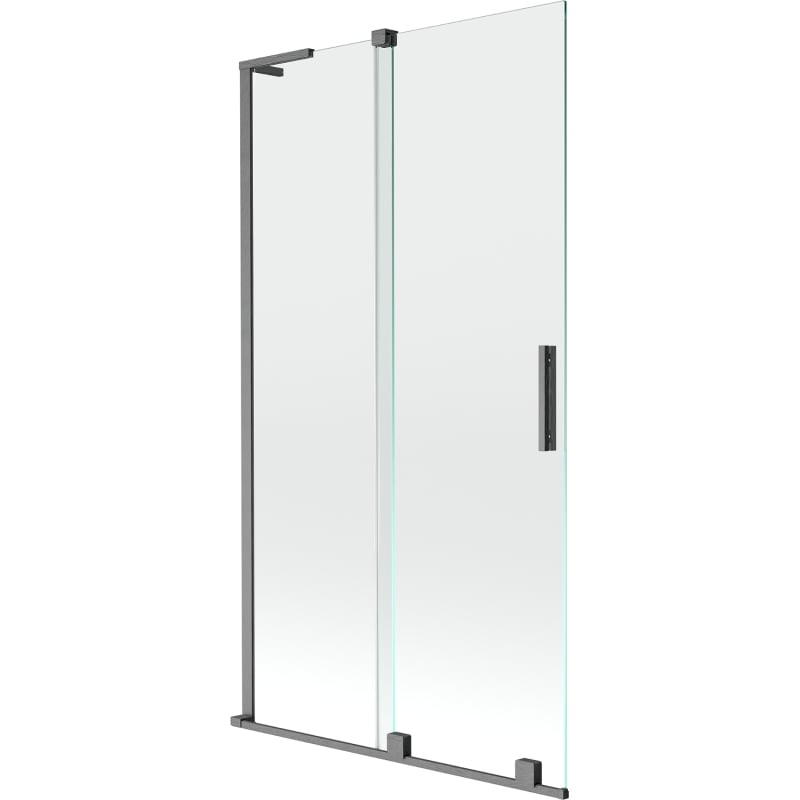 Mexen Velar L kahe tiivaga, lahtikäiv vannipaneel 100 x 150 cm, läbipaistev, harjatud gun gray - 896-100-003-01-66