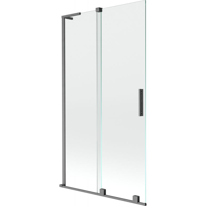 Mexen Velar L tweedelige verschuifbare badwand 100 x 150 cm, transparant, geborsteld pistoolgrijs - 896-100-003-01-66