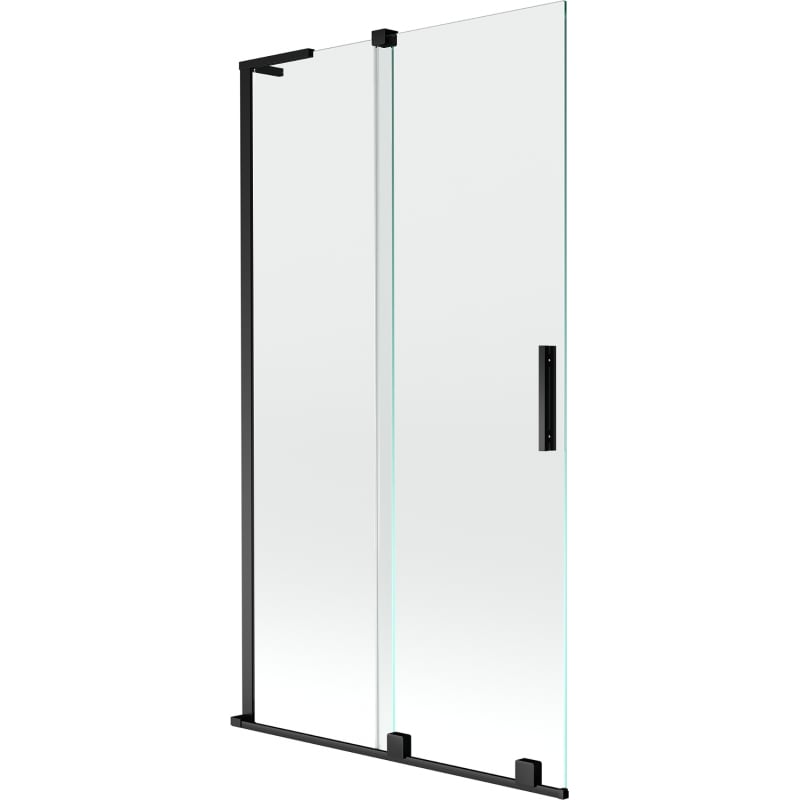 Mexen Velar L Badewannenabtrennung, 2-flügelig, 100 x 150 cm, transparent, schwarz - 896-100-003-01-70