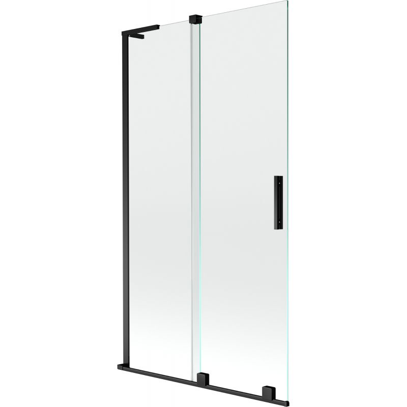 Mexen Velar L kaksiovinen kylpyammeen läpinäkyvä, musta suihkuseinä, 100 x 150 cm - 896-100-003-01-70