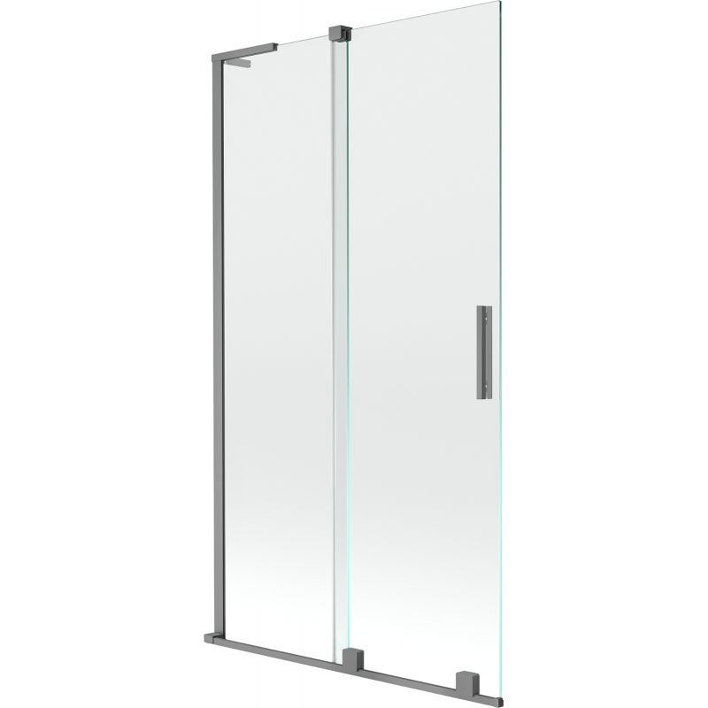 Mexen Velar L Badewannenabtrennung 2-flügelig schiebbar 100 x 150 cm, transparent, gun metal - 896-100-003-01-95