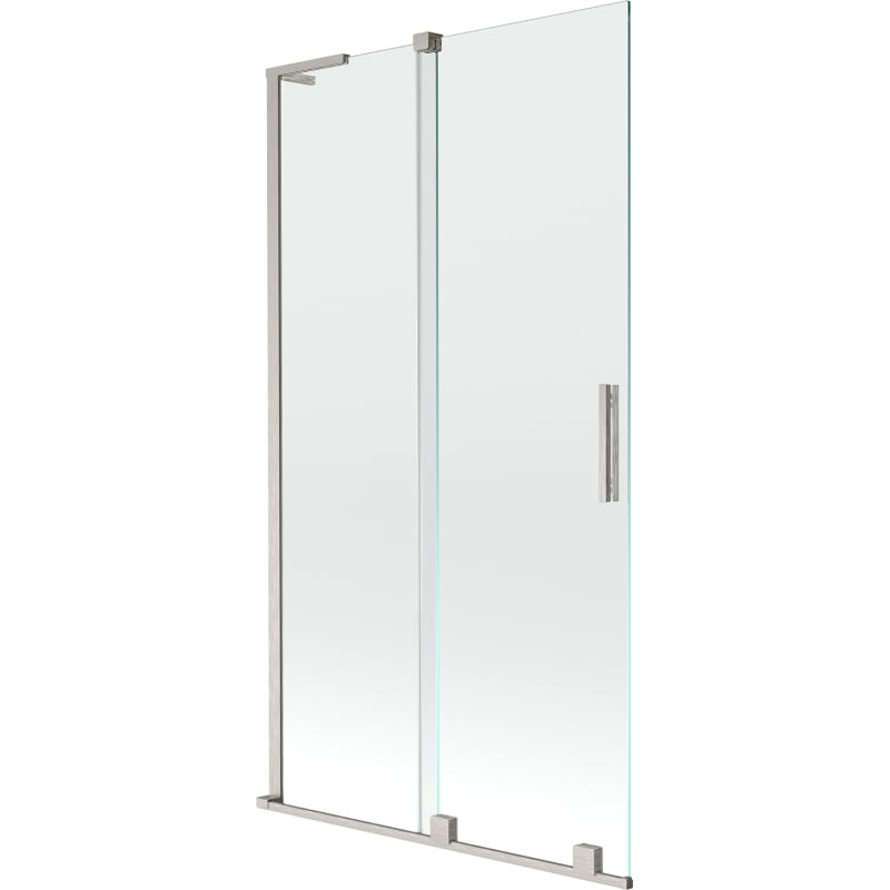 Mexen Velar L divisória de banheira de 2 painéis deslizantes 100 x 150 cm, transparente, níquel escovado - 896-100-003-01-97