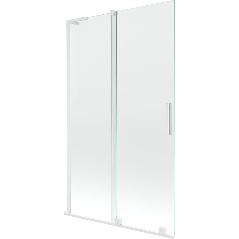 Mexen Velar L Badewannenabtrennung, 2-teilig, verschiebbar, 110 x 150 cm, transparent, weiß - 896-110-003-01-20