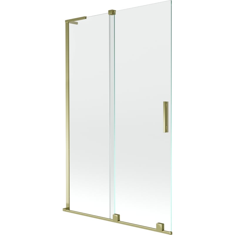 Mexen Velar L tvådelad skjutbar duschvägg 110 x 150 cm, transparent, guld - 896-110-003-01-50