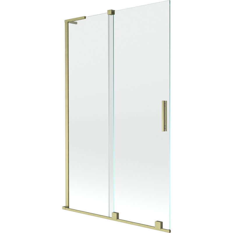 Mexen Velar L Badewannenabtrennung 2-teilig schiebbar 110 x 150 cm, transparent, gebürstetes Gold - 896-110-003-01-55