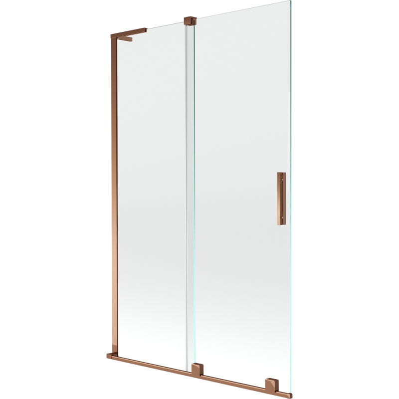 Mexen Velar L Badewannenabtrennung 2-flügelig verschiebbar 110 x 150 cm, transparent, Roségold - 896-110-003-01-60
