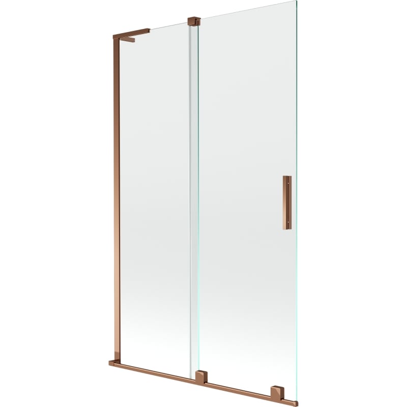 Mexen Velar L mampara de baño de 2 paneles deslizante 110 x 150 cm, transparente, oro rosa - 896-110-003-01-60