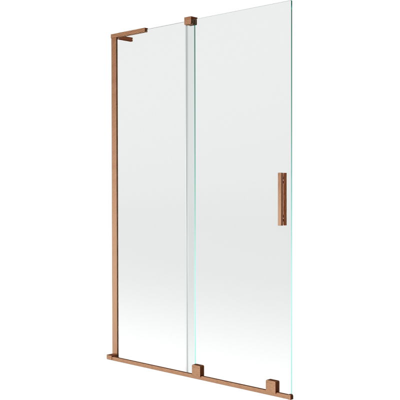 Mexen Velar L parapeito para banheira com 2 painéis de correr 110 x 150 cm, transparente, cobre escovado - 896-110-003-01-65