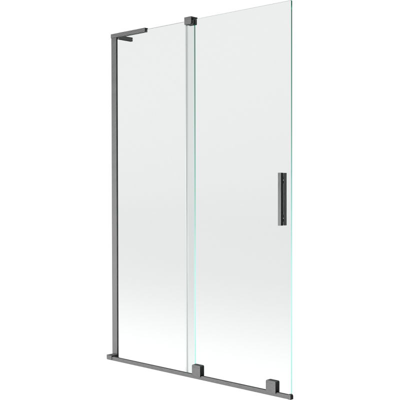 Mexen Velar L Badewannenfaltwand 2-flügelig verschiebbar 110 x 150 cm, transparent, gebürstet in Kanonengrau - 896-110-003-01-66