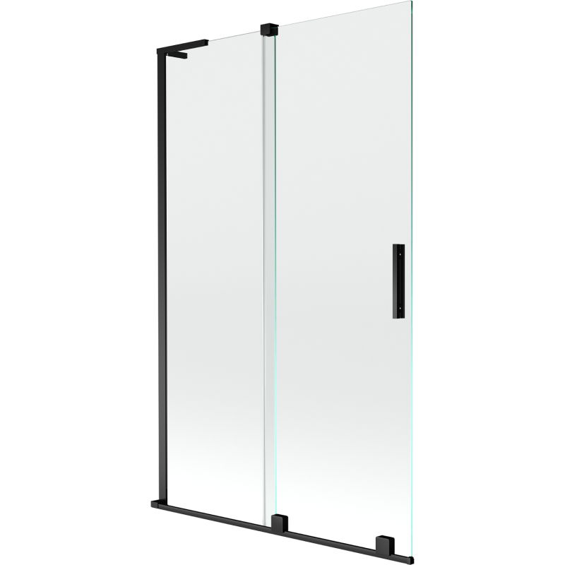 Mexen Velar L Badewannenwand 2-teilig verschiebbar 110 x 150 cm, transparent, schwarz - 896-110-003-01-70